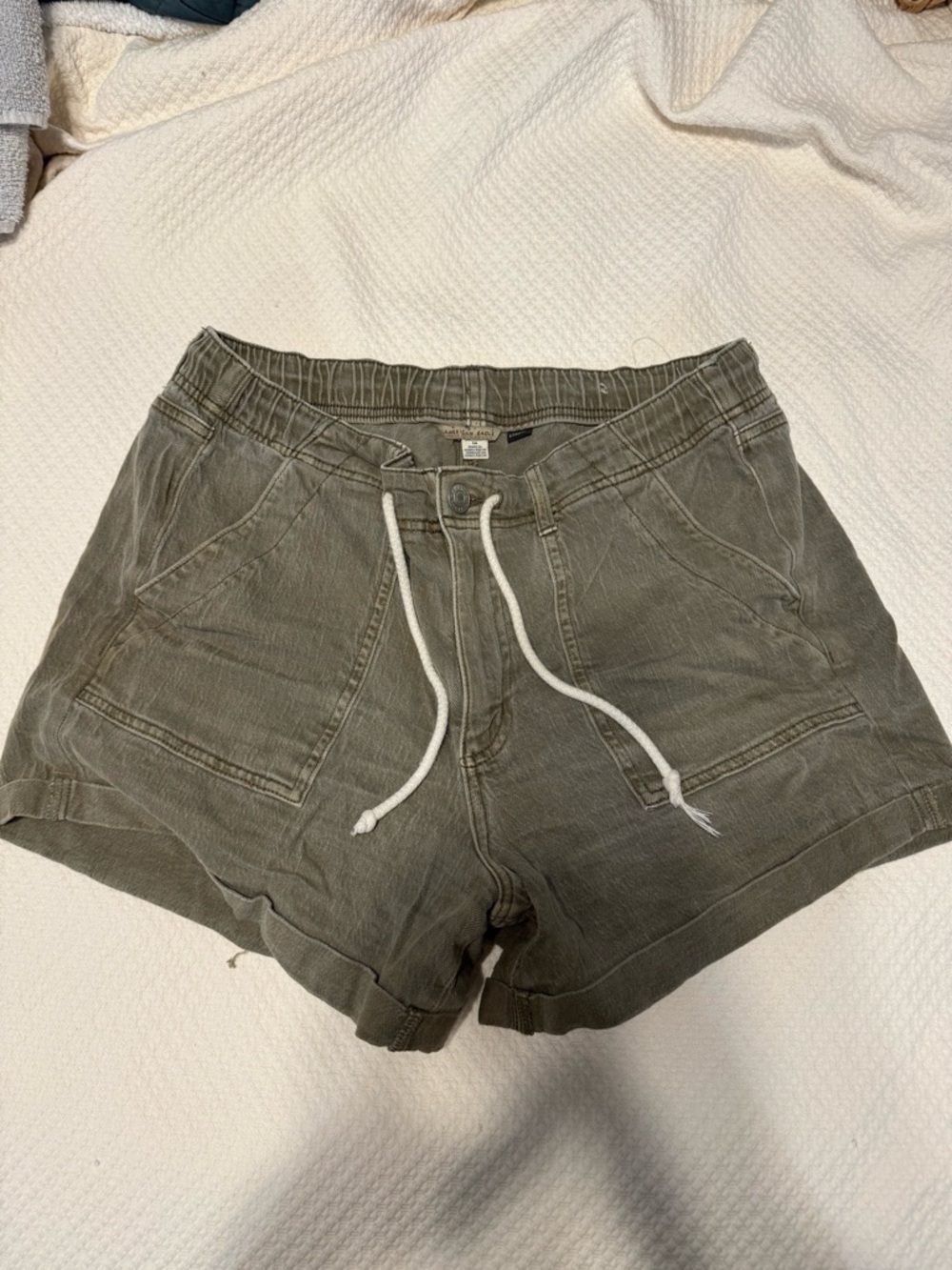 American Eagle Outfitters Olive Drawstring Denim Shorts